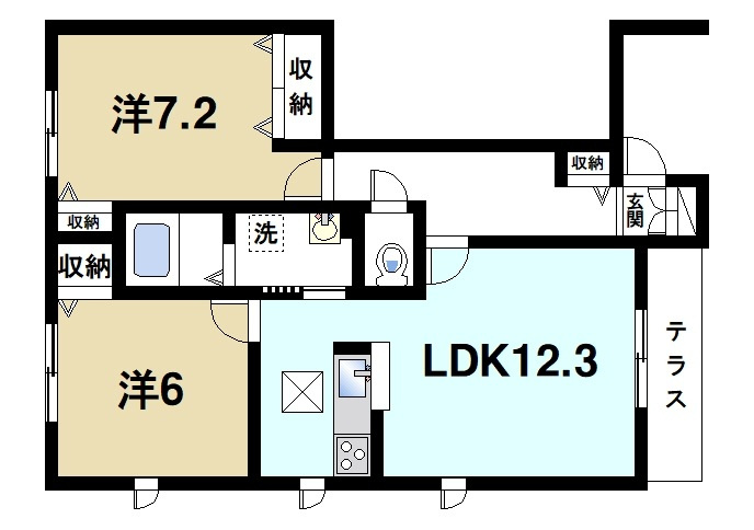 アズールＡ・Ｂの間取り|2LDKの間取りです