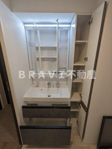 シーズンフラッツ大手前 BRAVI不動産の独立洗面台|【シーズンフラッツ大手前】収納豊富な洗面台
