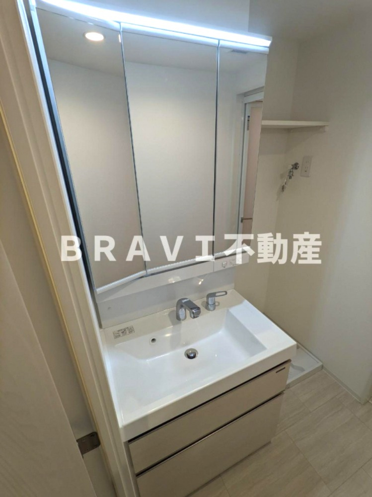 シーズンフラッツ大手前 BRAVI不動産の独立洗面台|【シーズンフラッツ大手前】収納豊富な独立洗面台