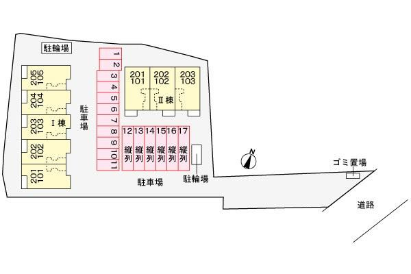 筑後市大字長浜のアパートの区画図