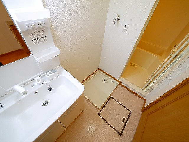 カモミール・西大寺Aの洗面所|脱衣スペースもあります