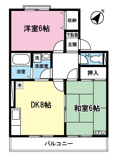 【間取り】 | コニファー | 和室と洋室のある2DKタイプ☆小さなお子様がいるファミリーさんにも良いですね！なんと言っても最上階なのが嬉しい♪