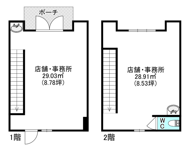 【間取り】 | 天神ビル | 上下階で広々と使用できます☆
