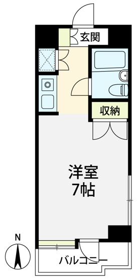 【間取り】 | ラヴニールⅡ　東南角住戸！ | 中板橋駅徒歩２分！商店街も至近で便利なワンルーム♪♪東南角住戸！ご内覧いただけます。