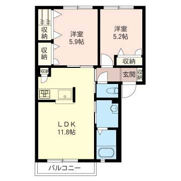 GIRASOLE-ESTの間取り|ペット飼育可能（小型犬又は猫のいずれか1匹以内）