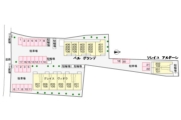 ソレイユ　アルドーレの区画図