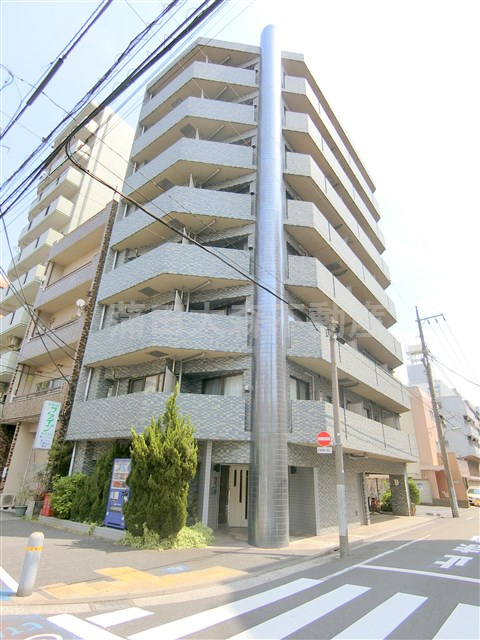 プロフ南大井の外観|2005年3月築　RC鉄筋コンクリート造地上8階建て1R～1K総戸数28戸　東京都品川区南大井3丁目　JR京浜東北線大森駅、京浜急行本線大森海岸駅利用可能な立地の分譲賃貸マンション