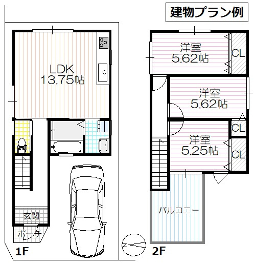 ■敷地約２２坪■角地■現況更地■建築条件なし売土地■山科区北花山中道町の参考プラン|参考プラン例につき間取り変更可能です。