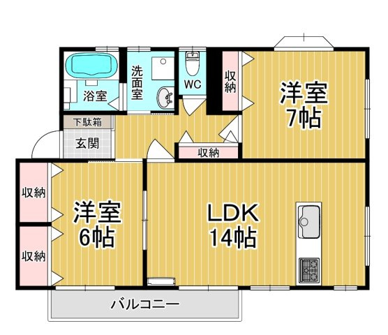 【間取り】 | シャン リヴェール | 広々ＬＤＫ間取りです。