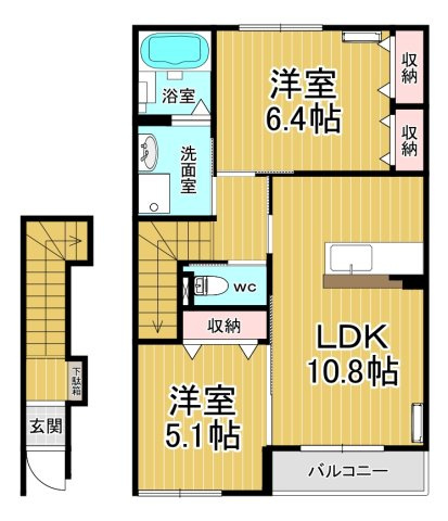 【間取り】 | フランボワーズ | 日当たり良好☆オール洋間です♪