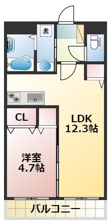 熊本市中央区迎町１丁目の賃貸マンションの間取り
