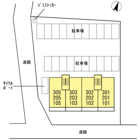 熊本市西区島崎５丁目のアパートの区画図