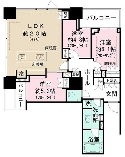 千代田区四番町の賃貸マンションの間取り