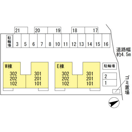 クレールE棟の区画図