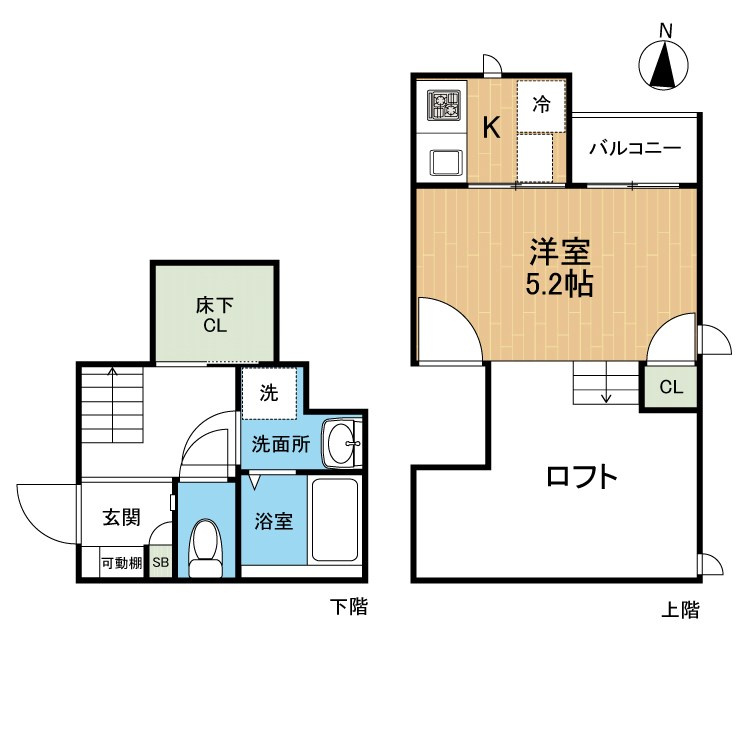 熊本市中央区琴平２丁目のアパートの間取り