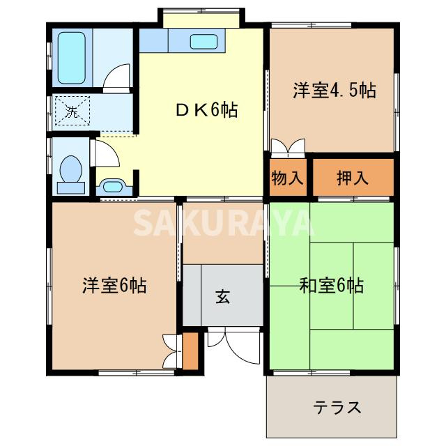 根岸方貸家Eの間取り