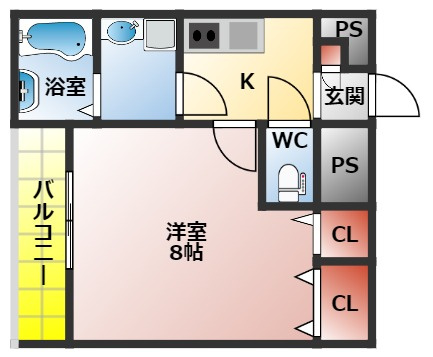 ドムス寝屋川の間取り|１Kの間取り