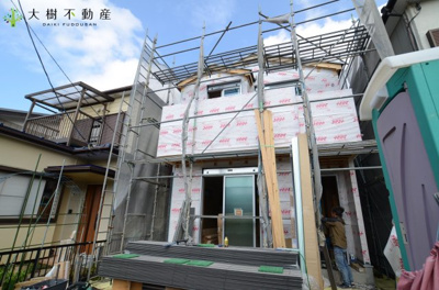 【外観】 | 海老名市望地2丁目　新築戸建て　全1棟　【仲介手数料無料】 | ※令和5年3月上旬に撮影