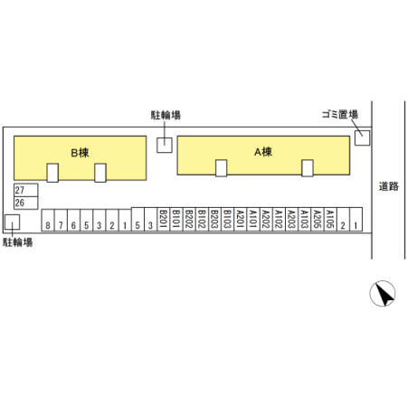 パストラル米原Ｂ棟の区画図