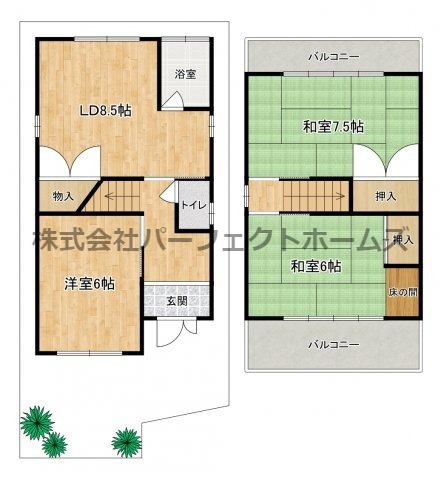 印田町戸建　賃貸の間取り