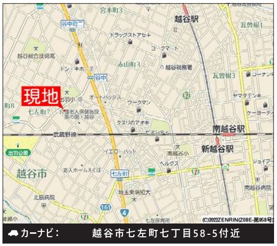 越谷市七左町新築戸建て　20帖超リビング-KEIAI TERRACEケイアイテラス-の地図