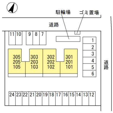 熊本市東区長嶺南３丁目のアパートの区画図