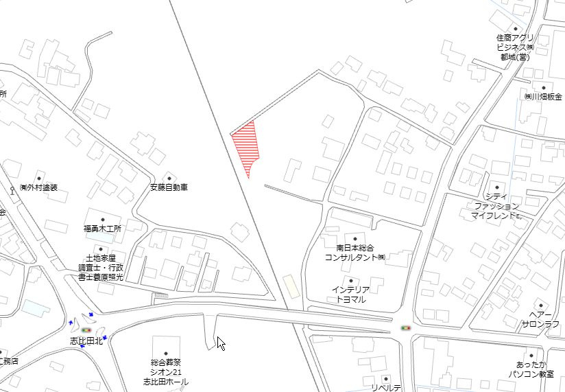都城市志比田町の売地の土地図