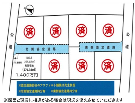 【土地】川越市下広谷建築条件無し売地 No.8の土地図|ラスト１区画！広々しております！