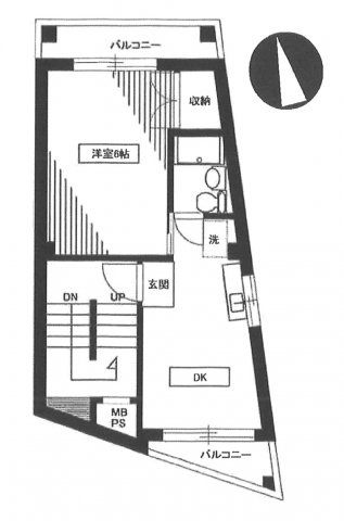 サンシティ向丘の間取り|1DK