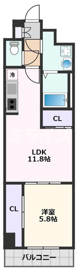 【間取り】 | ビエラコート岸部中