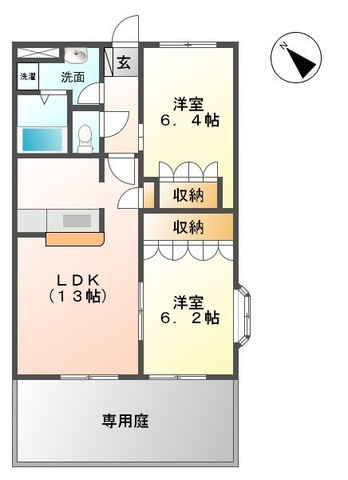 熊本市北区麻生田４丁目のアパートの間取り