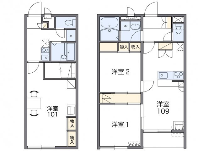 レオパレスPRIMROSEⅡの間取り|画像2