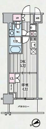 テラス浅草橋の間取り|反転タイプ、インターネットNURO光コネクト2GBWi-Fi使用料無料