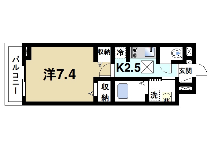 カモミール菅原東の間取り|1人暮らしに最適な1Kになっています