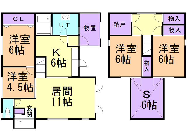 室蘭市母恋南町2丁目56-4戸建の間取り