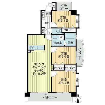 【間取り】 | ロイヤルマンショングランデ別府　★プライスホームなら仲介手数料0円です★ | 間取り