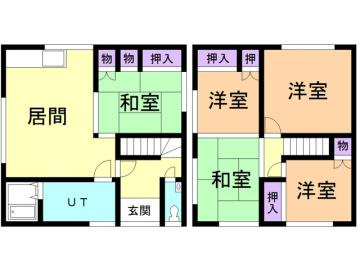 登別市栄町1丁目13-2戸建の間取り