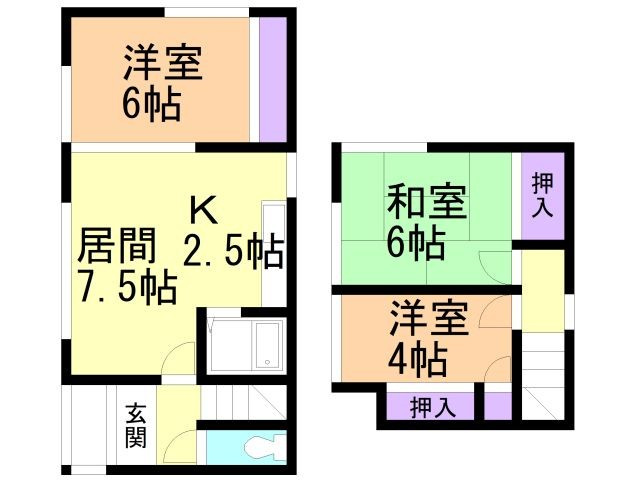 室蘭市柏木町9-10戸建の間取り