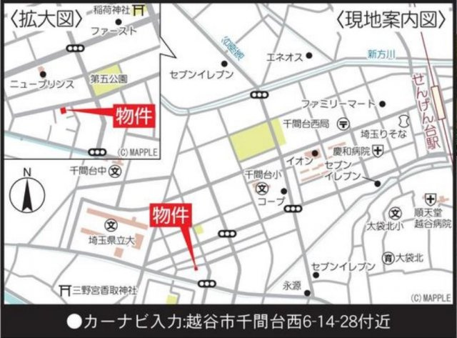 越谷市千間台西新築戸建て　個性が光る、世界に1棟だけの分譲住宅-KEIAI Style-の地図