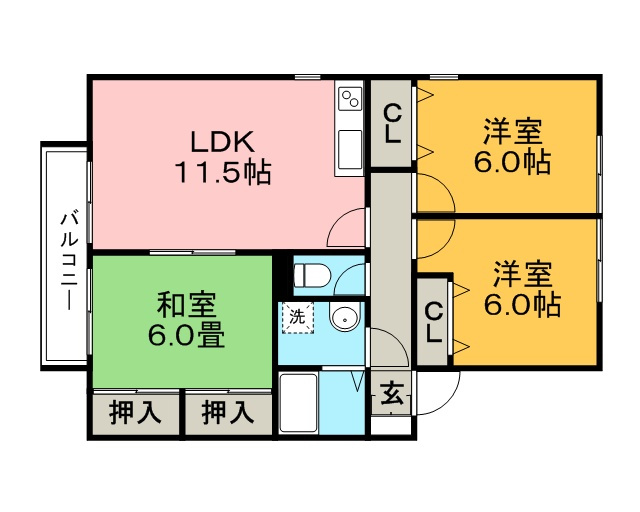 メルベーユ津福【キャッシュバック対象物件】の間取り|間取り図です