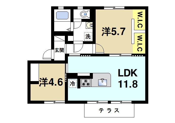 ルミエール千代　Ａの間取り|2LDKへリフォーム予定です