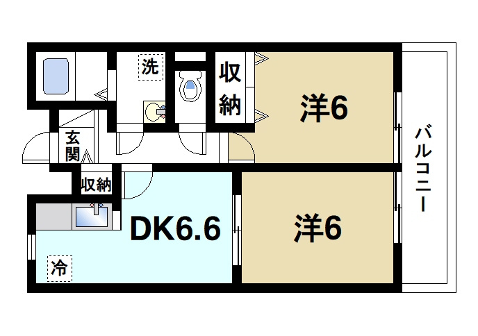 ソレアード白庭の間取り|ゆったりとしたバルコニーで広く洗濯物を干すことができます