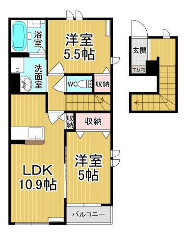 【間取り】 | グリーンガーデンⅡ | カップルさんにオススメの2LDK！全部洋間です♪