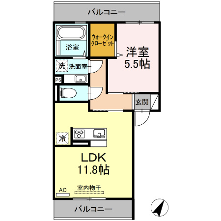 熊本市東区長嶺東５丁目のアパートの間取り