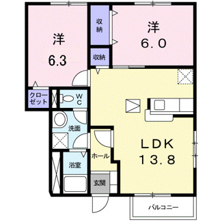 【間取り】 | クレセント上乃木Ｄ