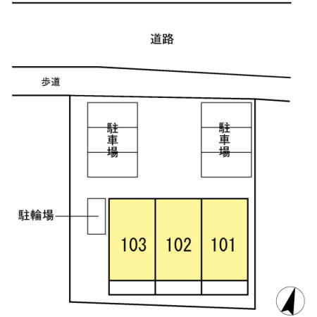 熊本市東区沼山津３丁目のアパートの区画図