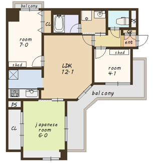【間取り】 | キングマンション福島Ⅱ