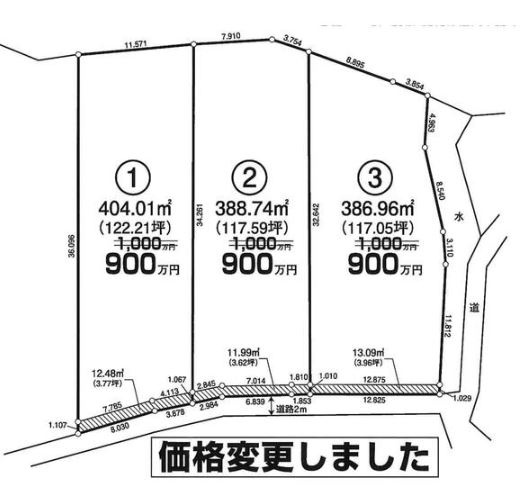 【土地】坂戸市長岡建築条件無し売地の土地図|土地図です