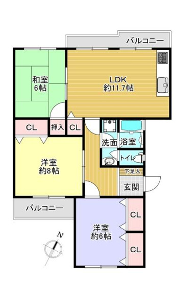 【間取り】 | 梅が丘南住宅A-5棟