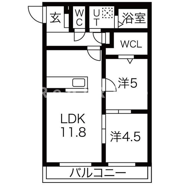 一宮市三条字今泉の賃貸マンションの間取り